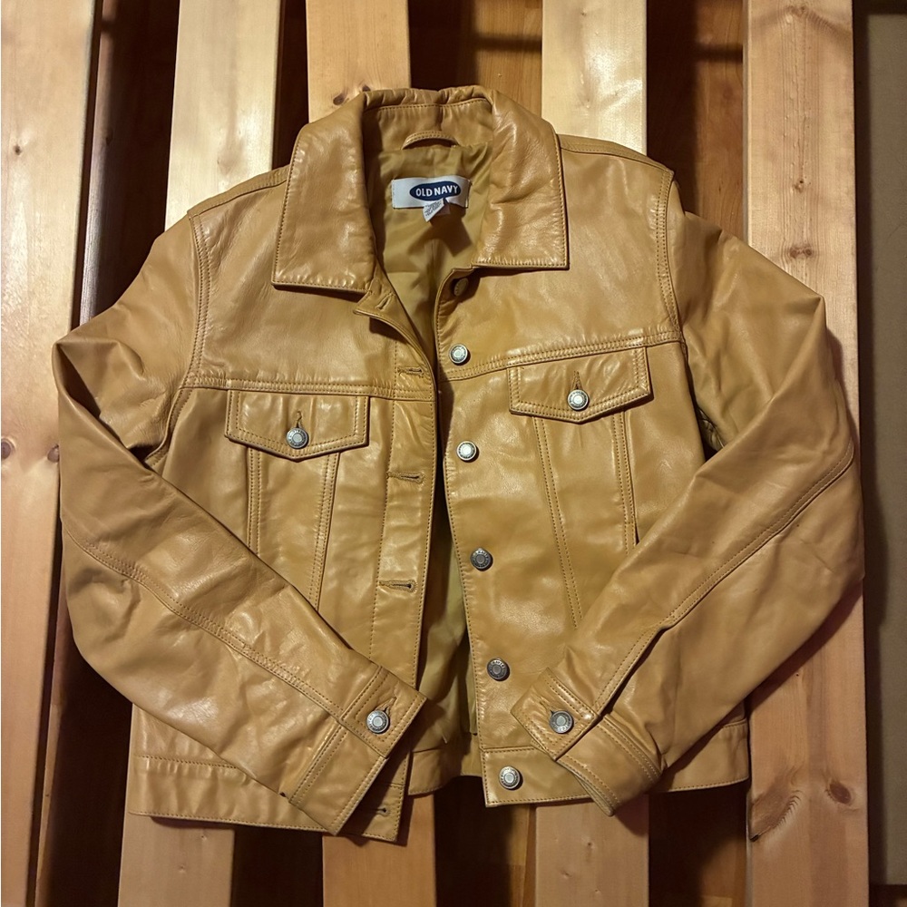 Old Navy Tan Leather Jacket